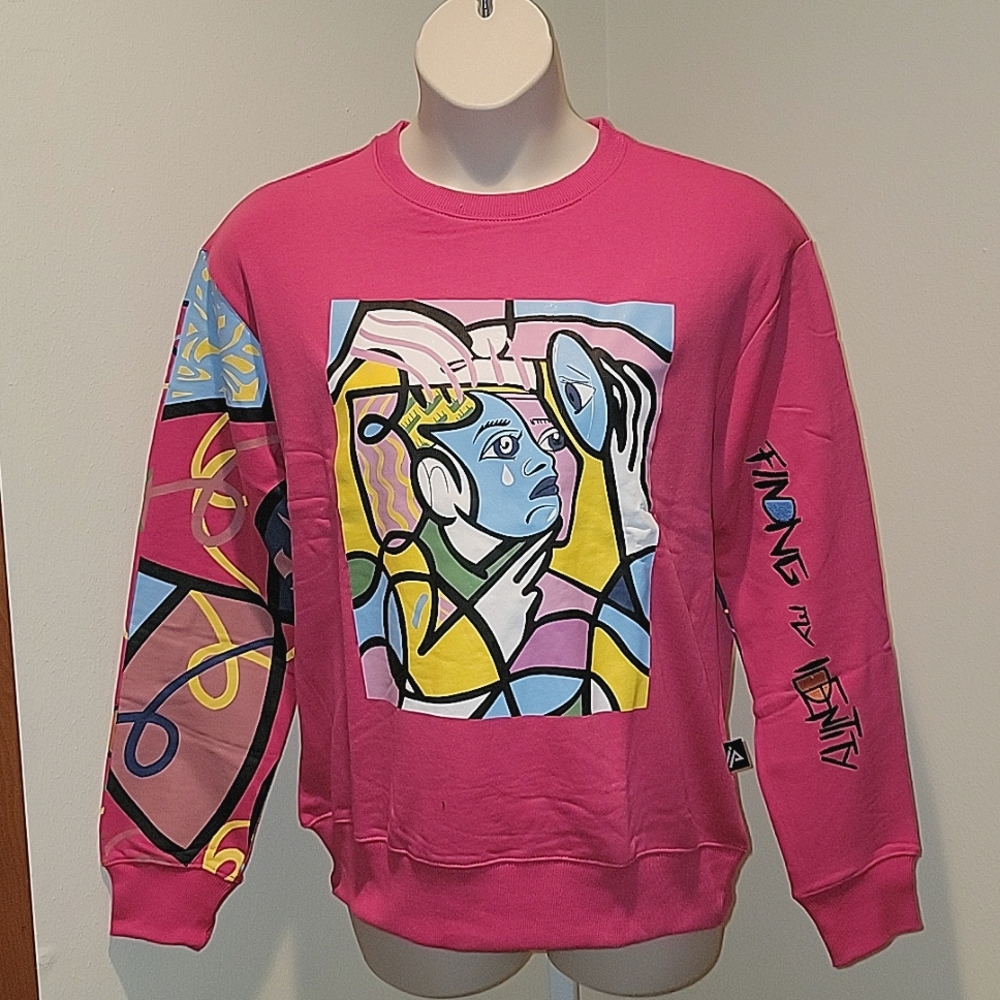 IMPRESS ART BY LOSIER PORTRAIT PRINT PULLOVER LONG SLEEVE SWEATSHIRT